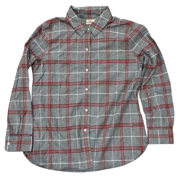 Faherty The Classic Flannel Shirt Size Medium in Juliet Plaid Gray & Red Cotton - Picture 2 of 6